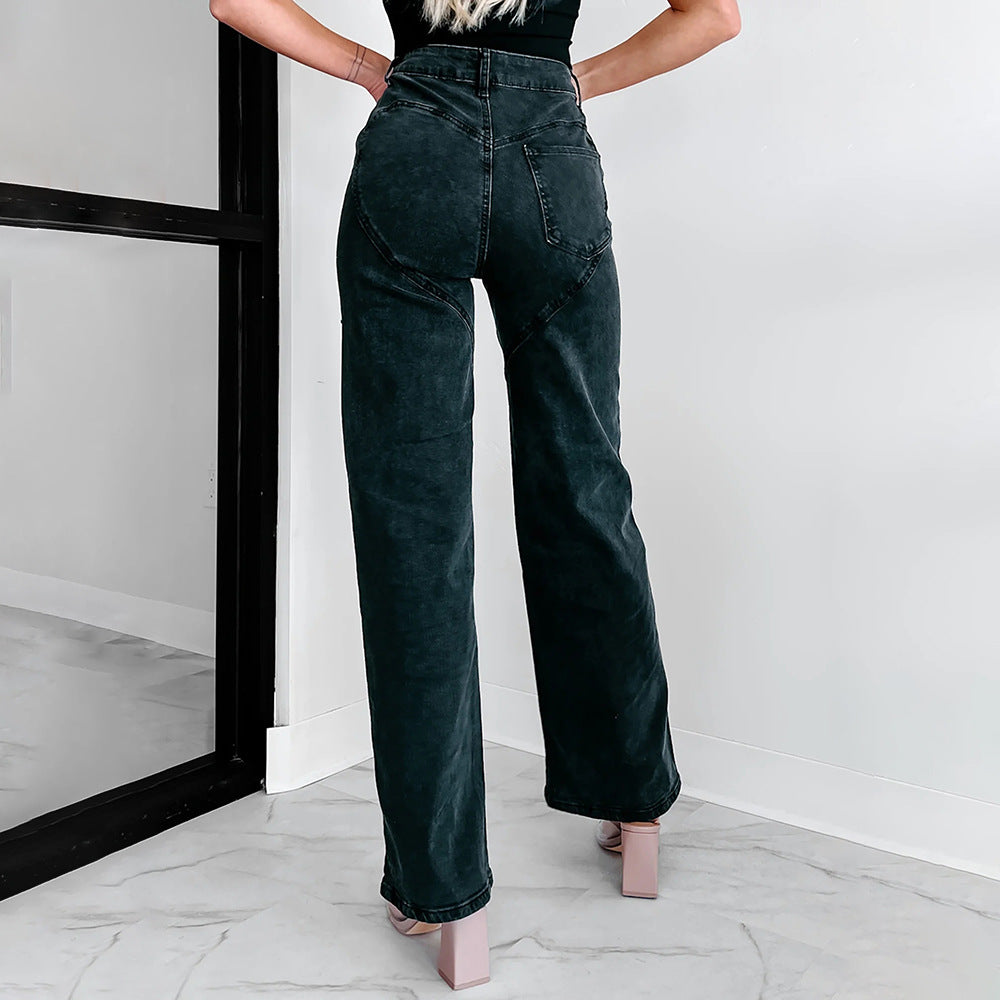 Valenzora | Casual studded ripped straight leg women's jeans