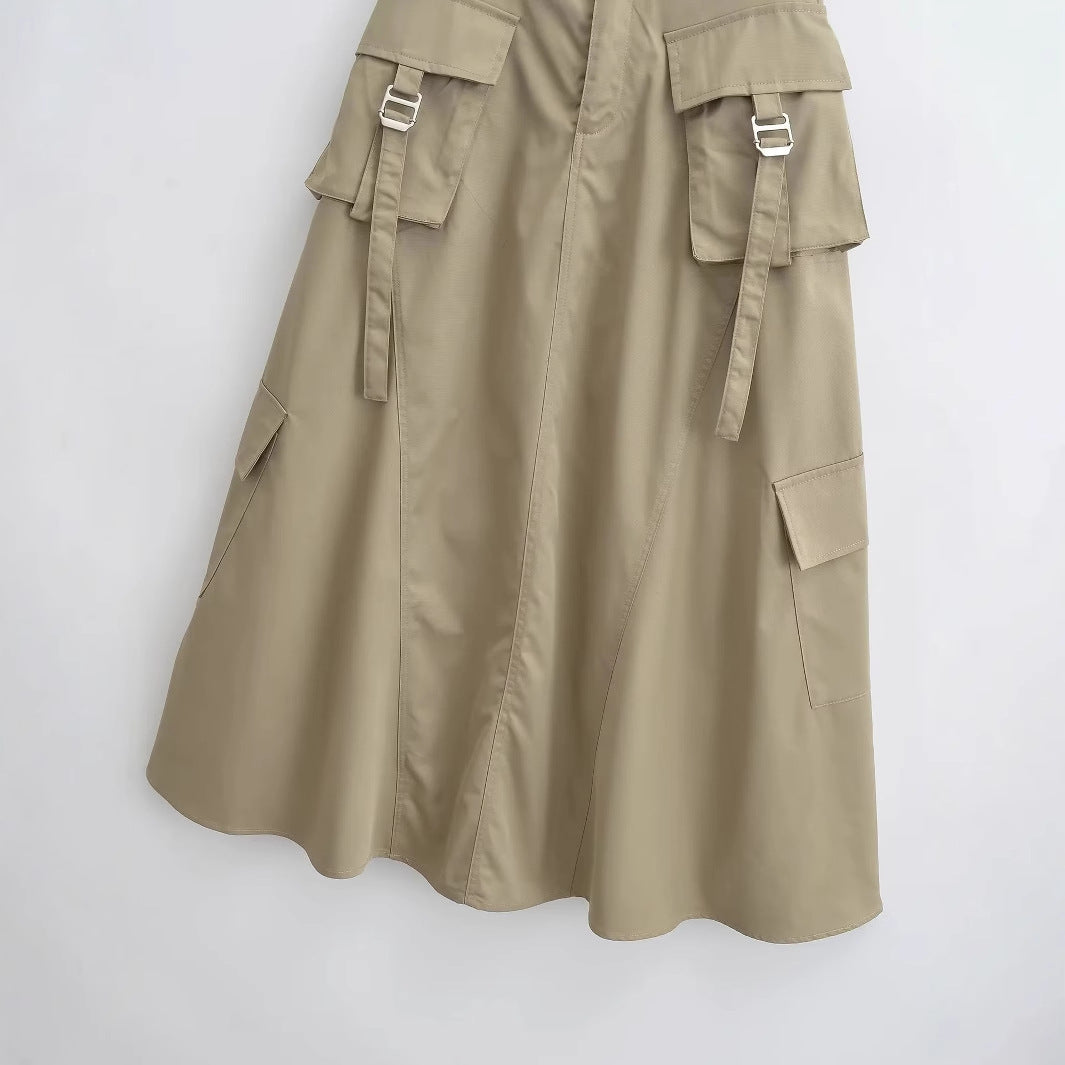 Damen Midirock mit praktischen Cargotaschen und elegantem Schnitt, Größe S