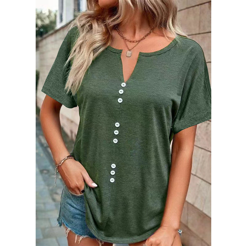 Valenzora | Solid Color Soft Fashionable V-Neck T-Shirt in Plus Sizes