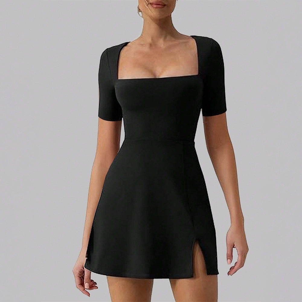 Elegantes Minikleid für Damen mit eckigem Ausschnitt und figurbetontem Schnitt, Größe [size]
