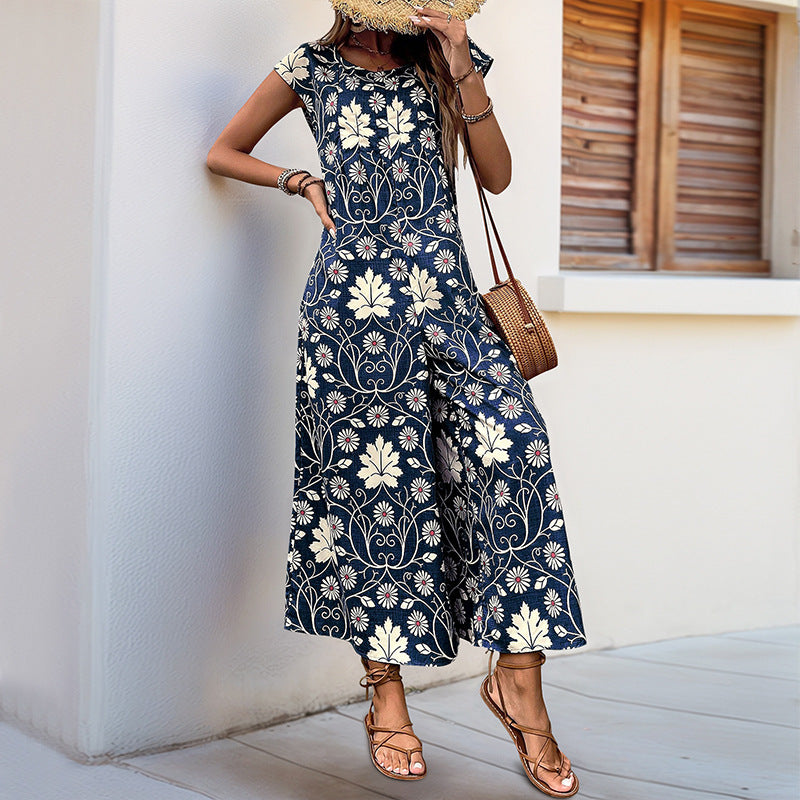 Women's jumpsuit with floral pattern and practical pockets, size
