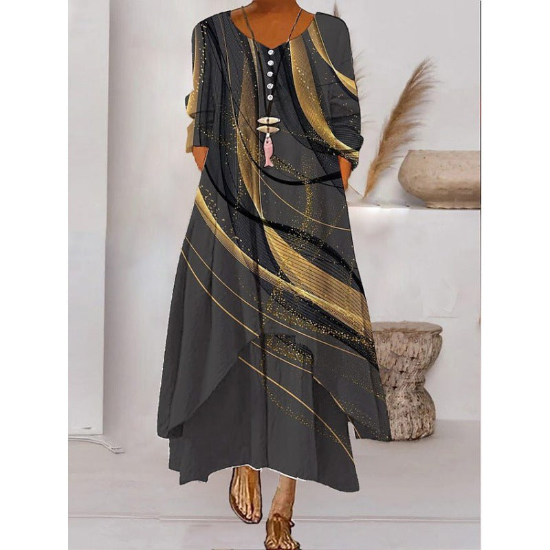 Valenzora | Maxikleid mit langen Ärmeln und Knopfverschluss