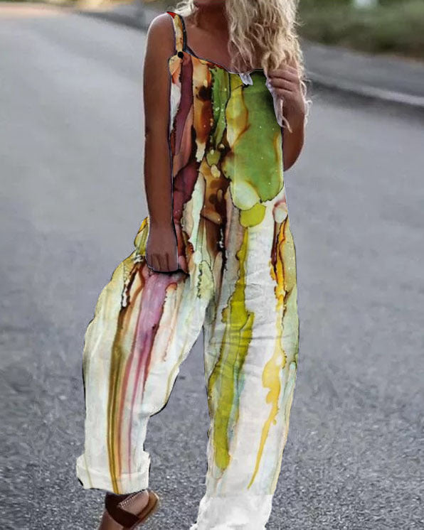 Valenzora | Large floral pattern lightweight fabric jumpsuit