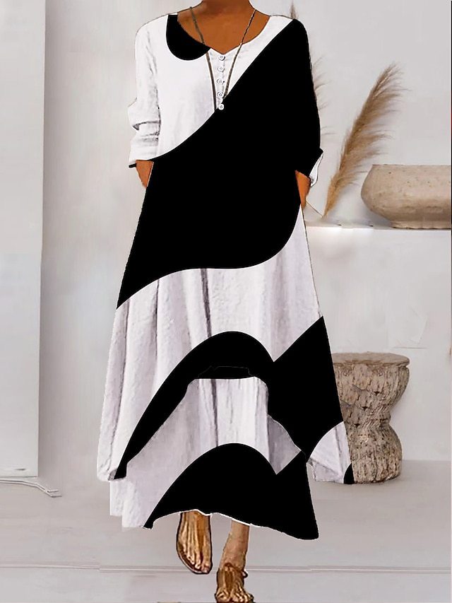 Valenzora | Maxikleid mit langen Ärmeln und Knopfverschluss