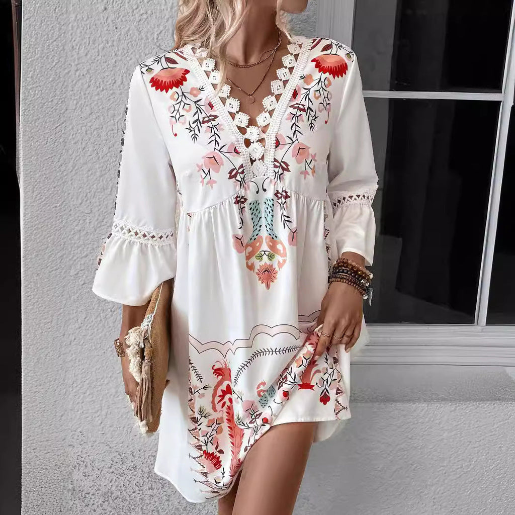 Women's Boho-inspired dress with playful embroidery details and a soft, flowing cut Drune