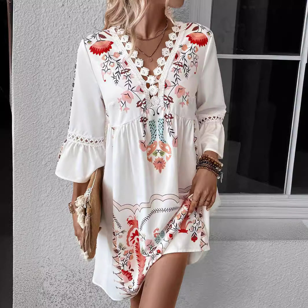 Women's Boho-inspired dress with playful embroidery details and a soft, flowing cut Drune