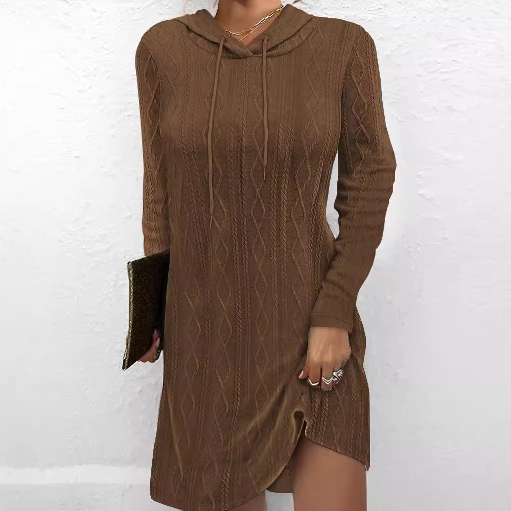 Damen Hoodie-Kleid mit Struktur und seitlichem Schlitz Drune
