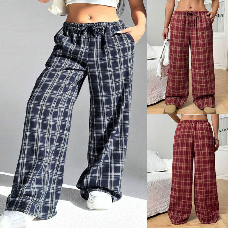 Damen Karierte Freizeithose Größe