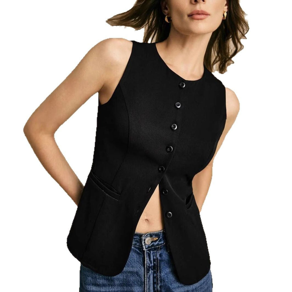 Women's sleeveless vest in an elegant design with button placket, size [size missing]