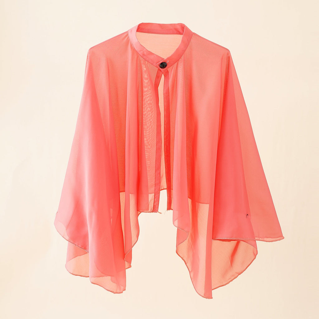 Women's airy chiffon kimono with wide flared sleeves, size S