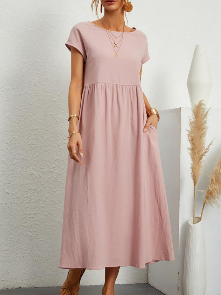 Women's midi dress with a relaxed fit and side pockets, size