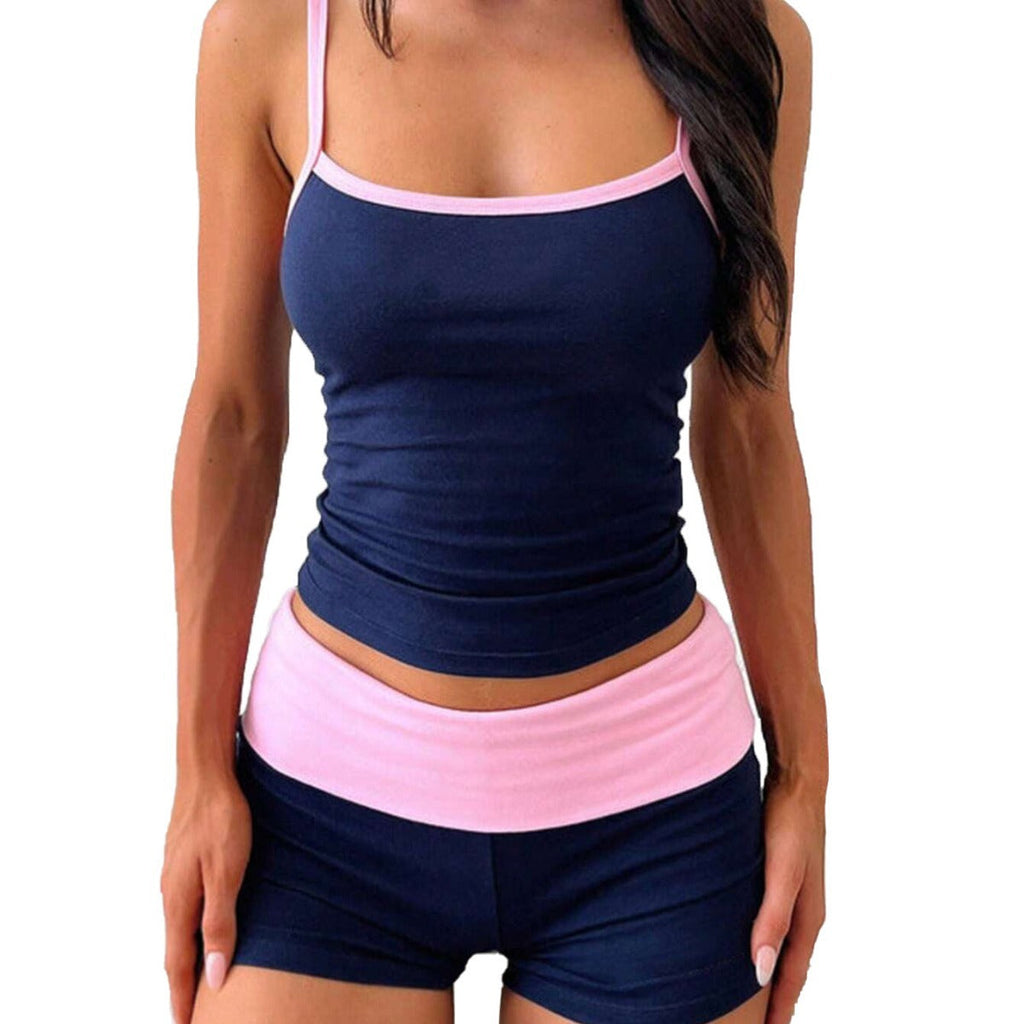 Women's fitness set with stylish spaghetti straps and elastic waistband, size [size]