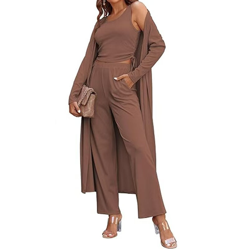 Valenzora | Knitted vest with pockets, three-piece set