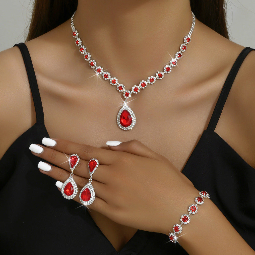Valenzora - Galvanized Rhinestone Jewelry Set