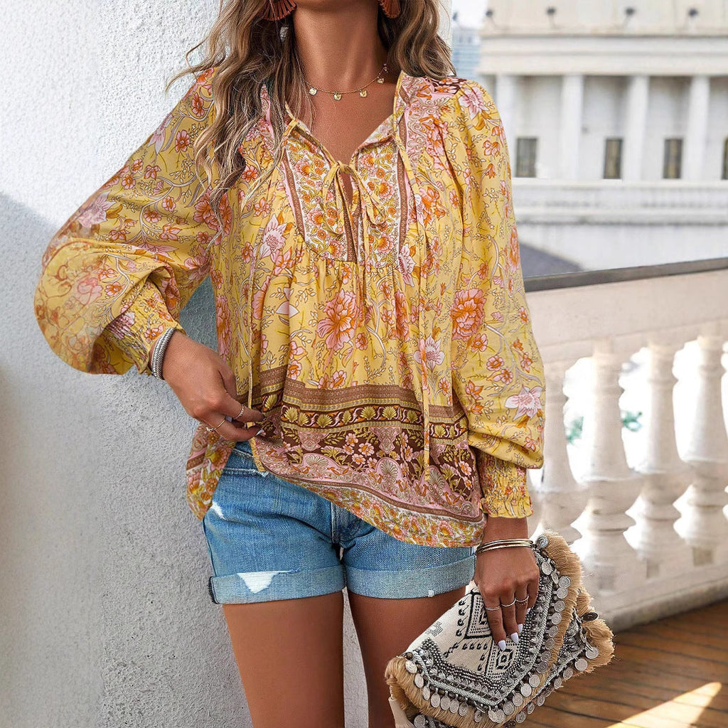 Damen Blusenshirt mit Blumenmuster und legerem Schnitt, Größe S