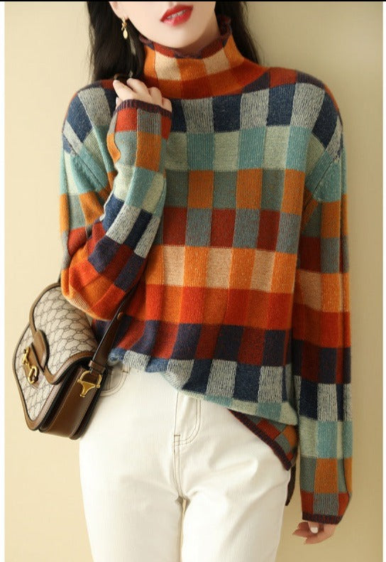 Valenzora - Elegant printed roll-neck sweater
