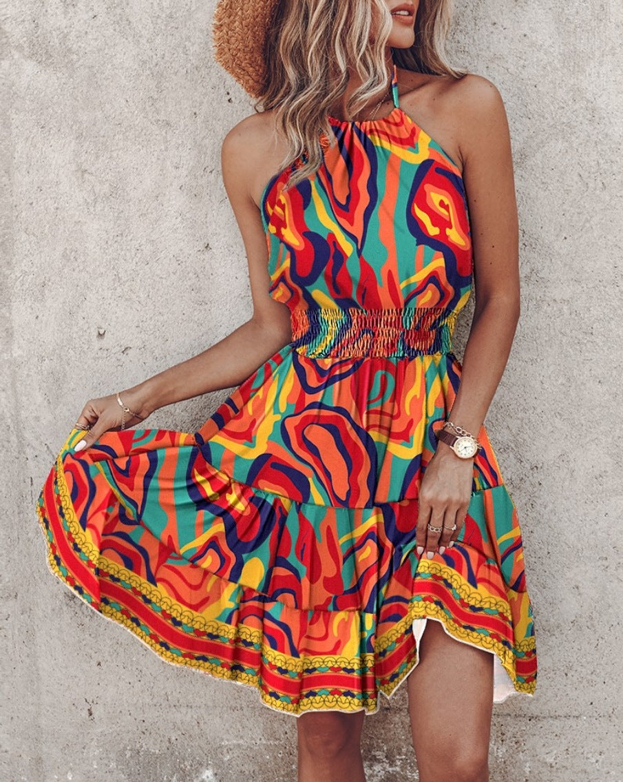 Valenzora | Sleeveless dress with gathered elastic waistband for middle-aged women
