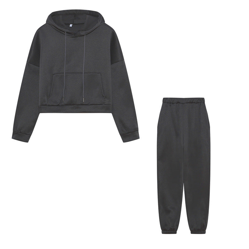 Women's hoodie and jogging pants set with a relaxed fit and elastic waistband, size [size missing]