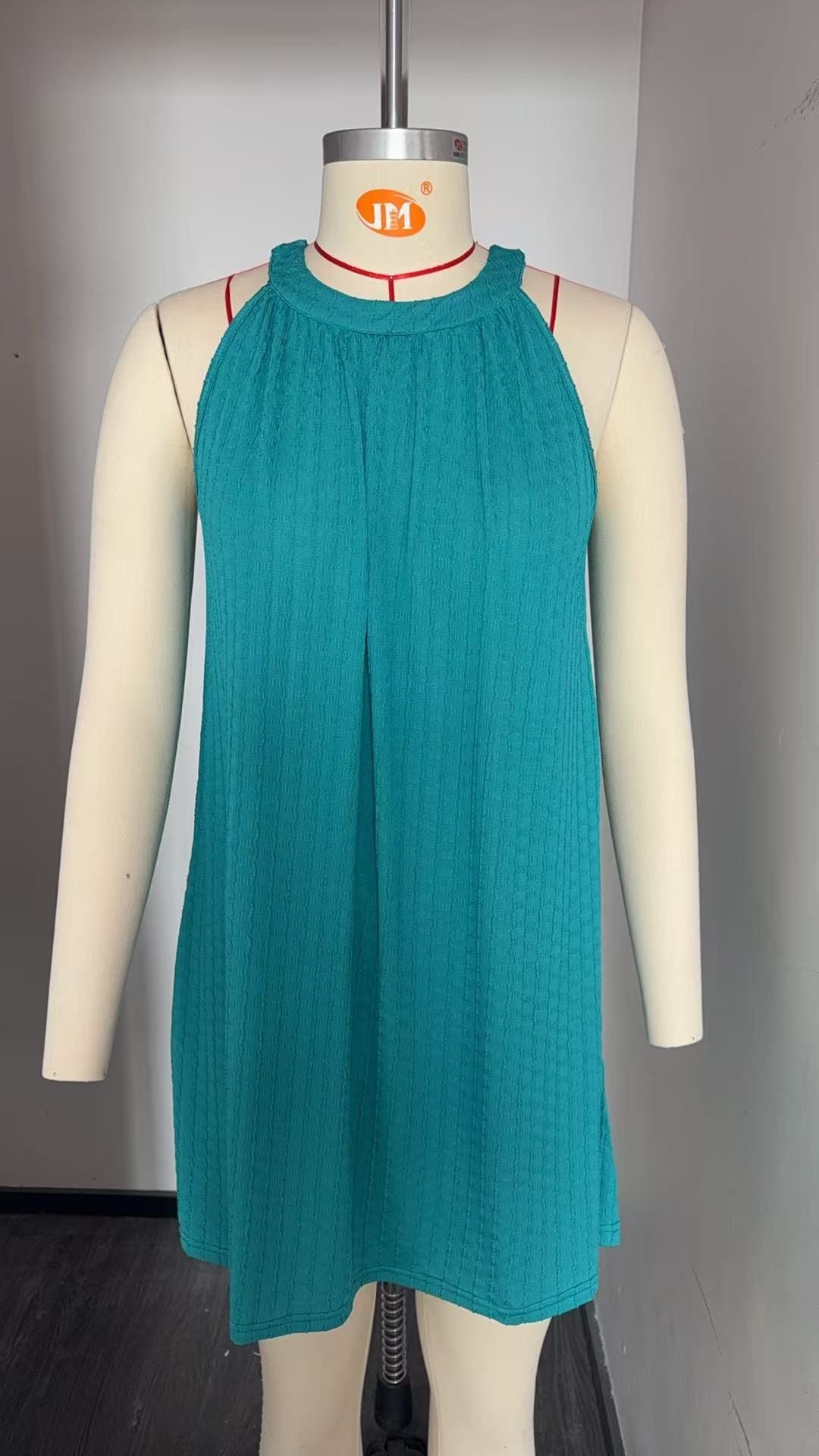 Women's Sleeveless Casual Dress with Textured Design Drune