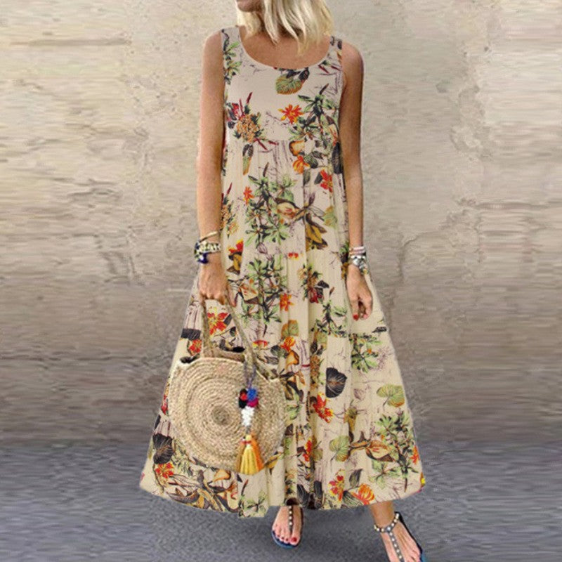 Valenzora | Retro Sleeveless Round Neck Women's Dress