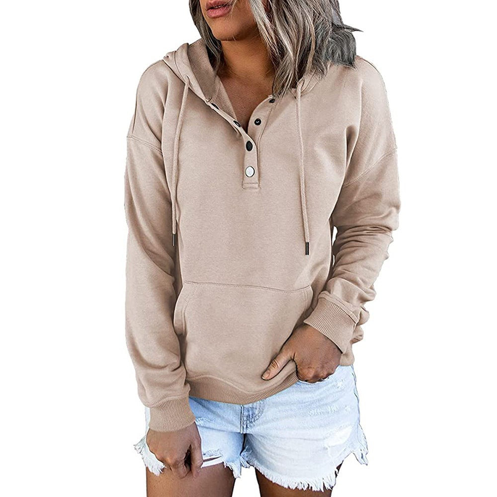 Women's hoodie with functional button details and a relaxed fit, size S