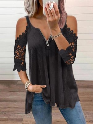 Women's top with cut-out sleeves and zipper, size