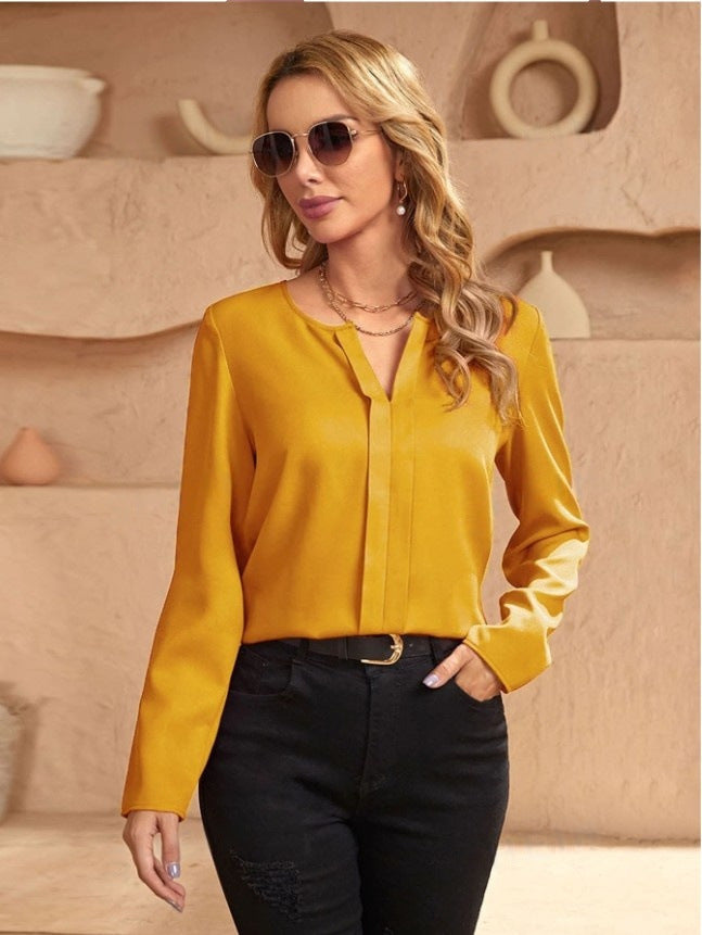 Valenzora | Women's Satin Blouse Imitation Silk Shirt