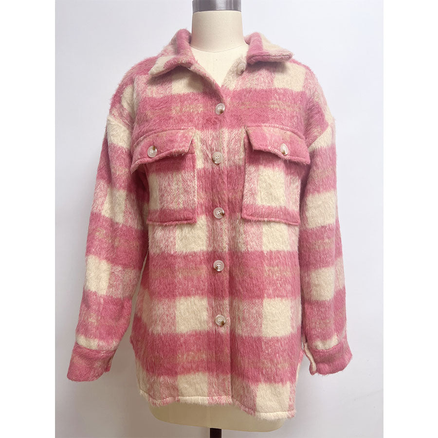 Women's Checked Flannel Jacket with Oversized Cut, Size