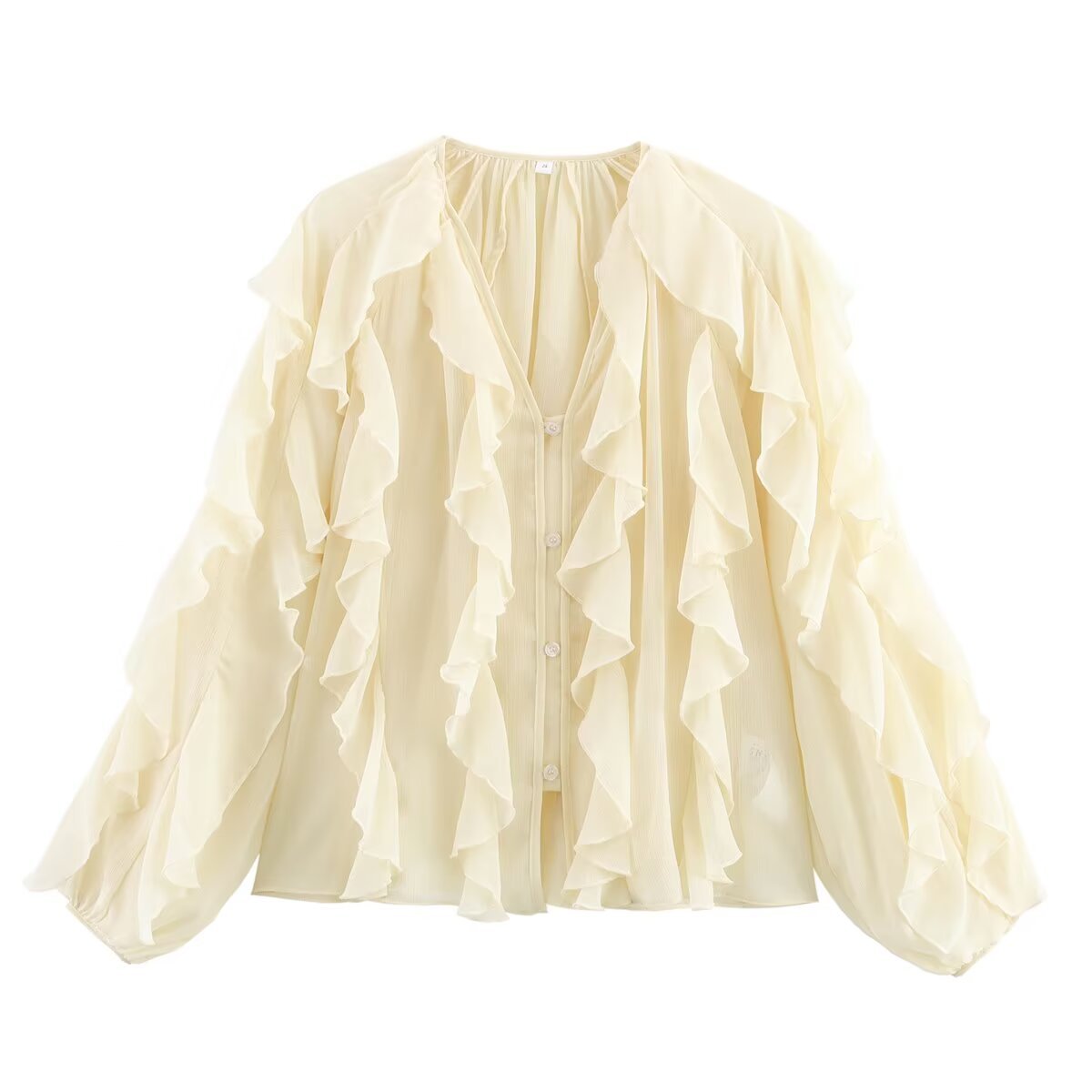 Damenbluse mit voluminösen Rüschendetails und elegantem Schnitt, Größe S