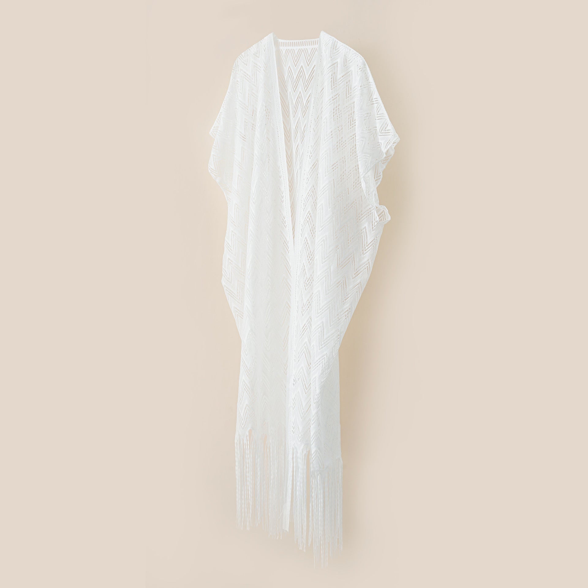 Damen eleganter und luftiger Kaftan mit Fransenabschlüssen Drune