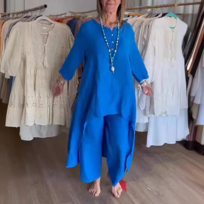 Valenzora | Solid-color linen leisure suit for women