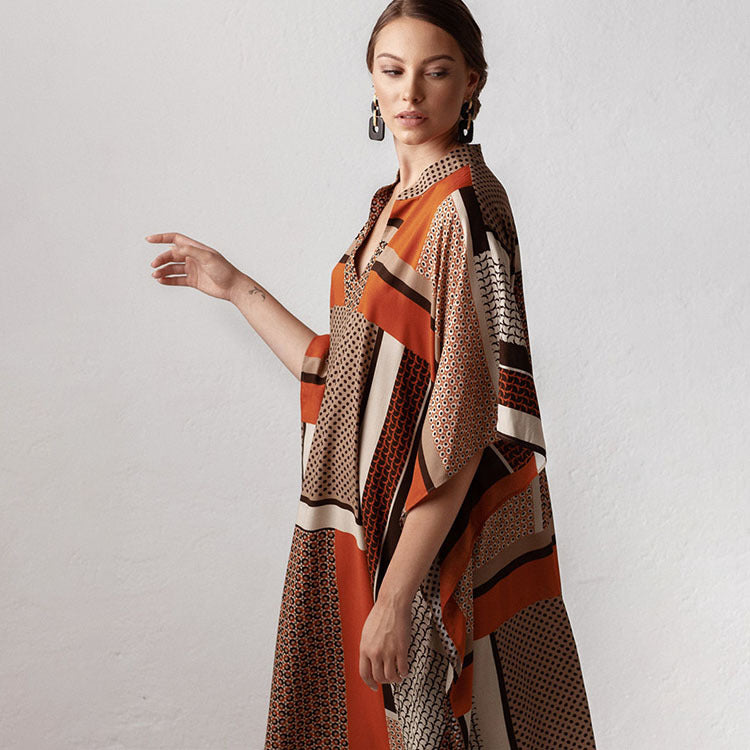 Damen Kaftan mit lässigem Schnitt und elegantem V-Ausschnitt Drune