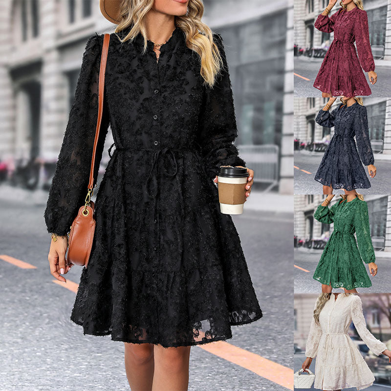 Damenblusenkleid mit hohem Ausschnitt und verspieltem Design, Größe Valenzora