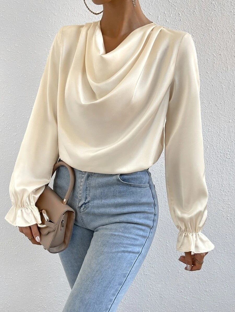 Valenzora | Satin Long Sleeve Blouse Top