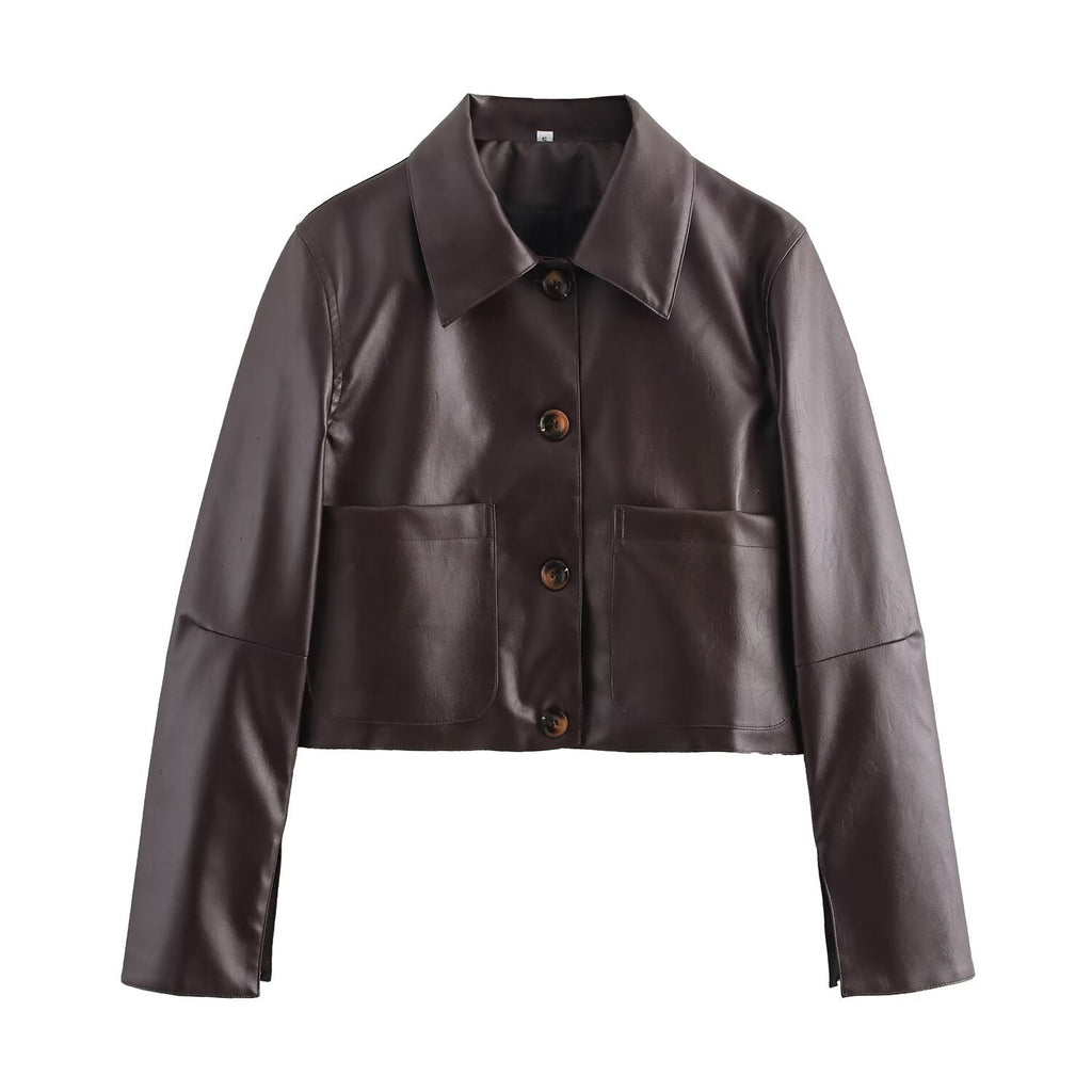 Valenzora | Einfarbige Lederjacke