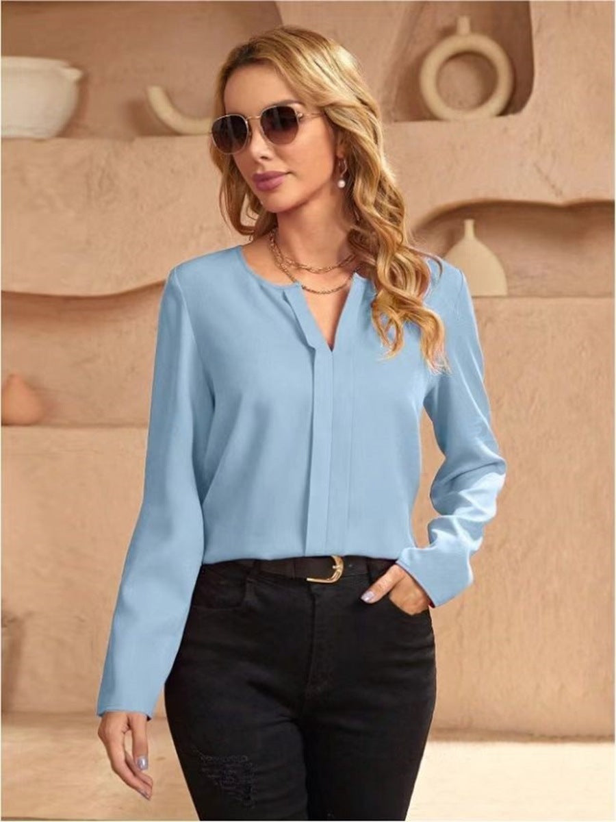 Valenzora | Women's Satin Blouse Imitation Silk Shirt