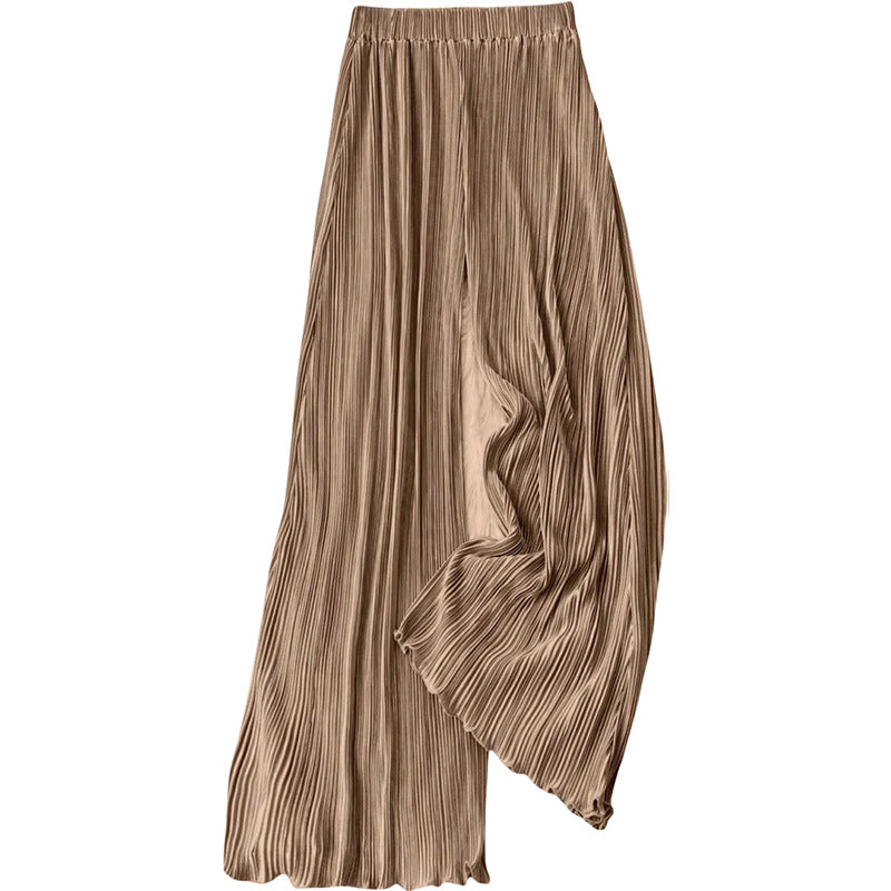 Damen Plissee Sommerhose mit hoher Taille und Gummizugbund, Größe