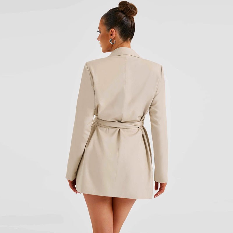 Valenzora | Schwarzes Blazer-Kleid mit V-Ausschnitt