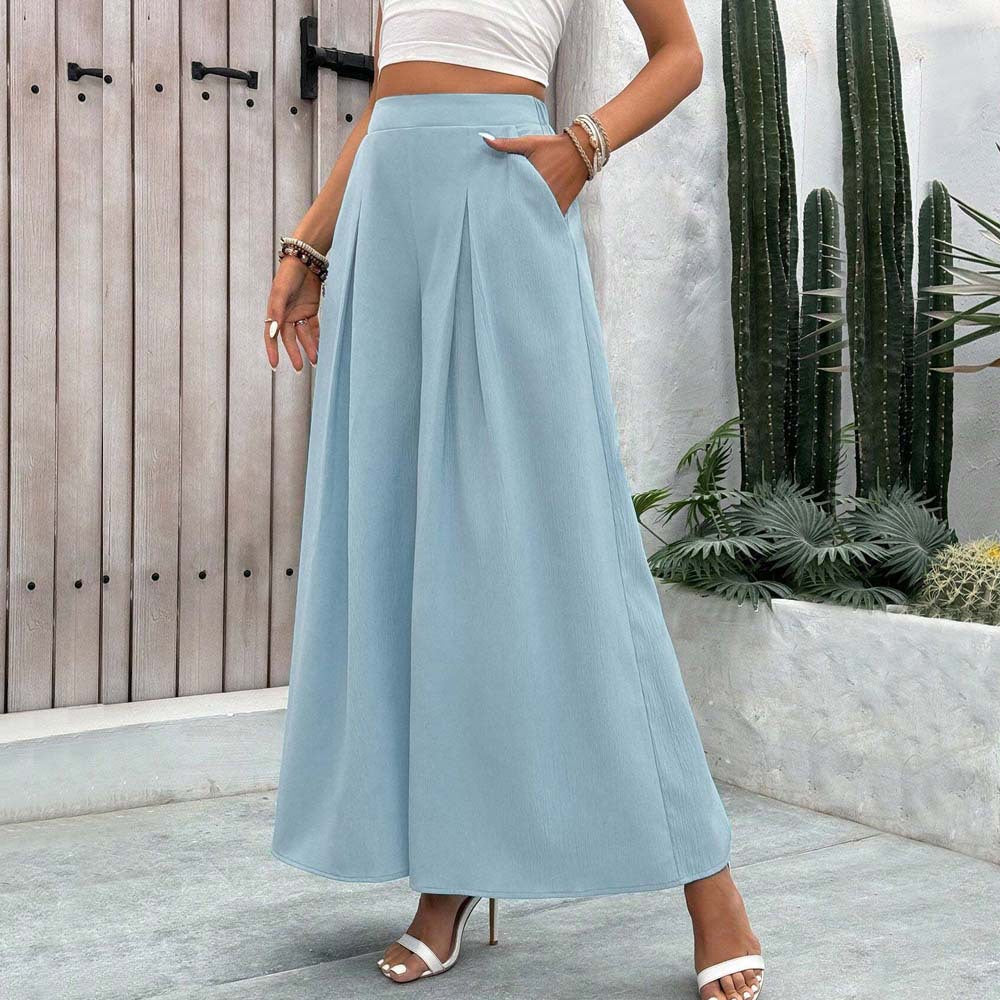 Women's wide-leg palazzo trousers with elegant pleats and a high waist, size [size missing]