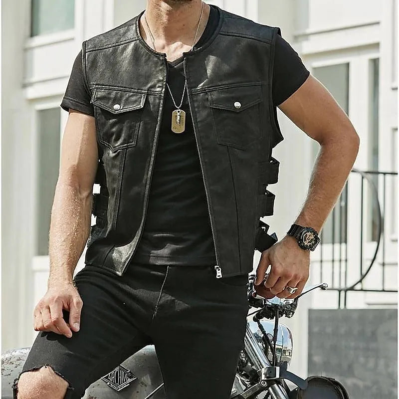 Valenzora | Robust leather vest with many pockets