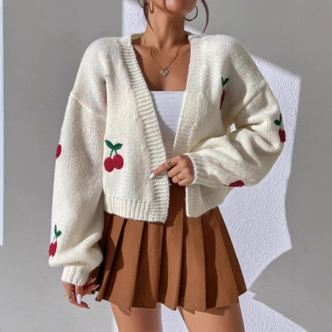 Damenstrickjacke mit Kirschen, Größe