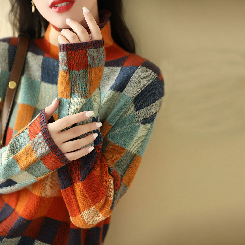 Valenzora | Bunter karierter Strickpullover