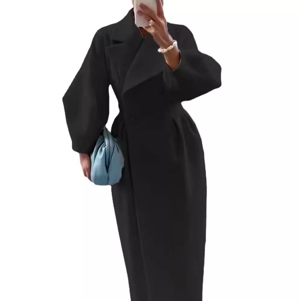 Damen Maxicoat Oversized mit Schulter-zu-Schulter-Oberteil und zweifarbiger Vorderseite, Größe