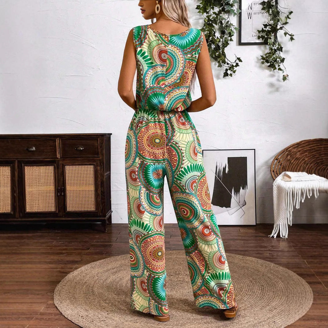 Women's wide-leg set with decorative pattern, size