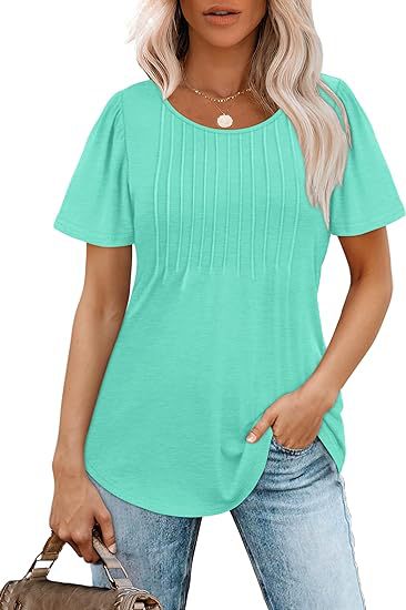 Women's summer T-shirt with pleated design, size