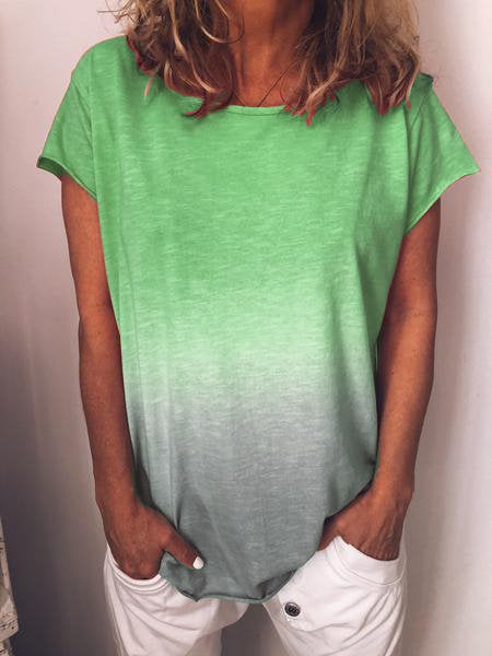 Valenzora | Gradient Print Colorful V-Neck T-Shirt