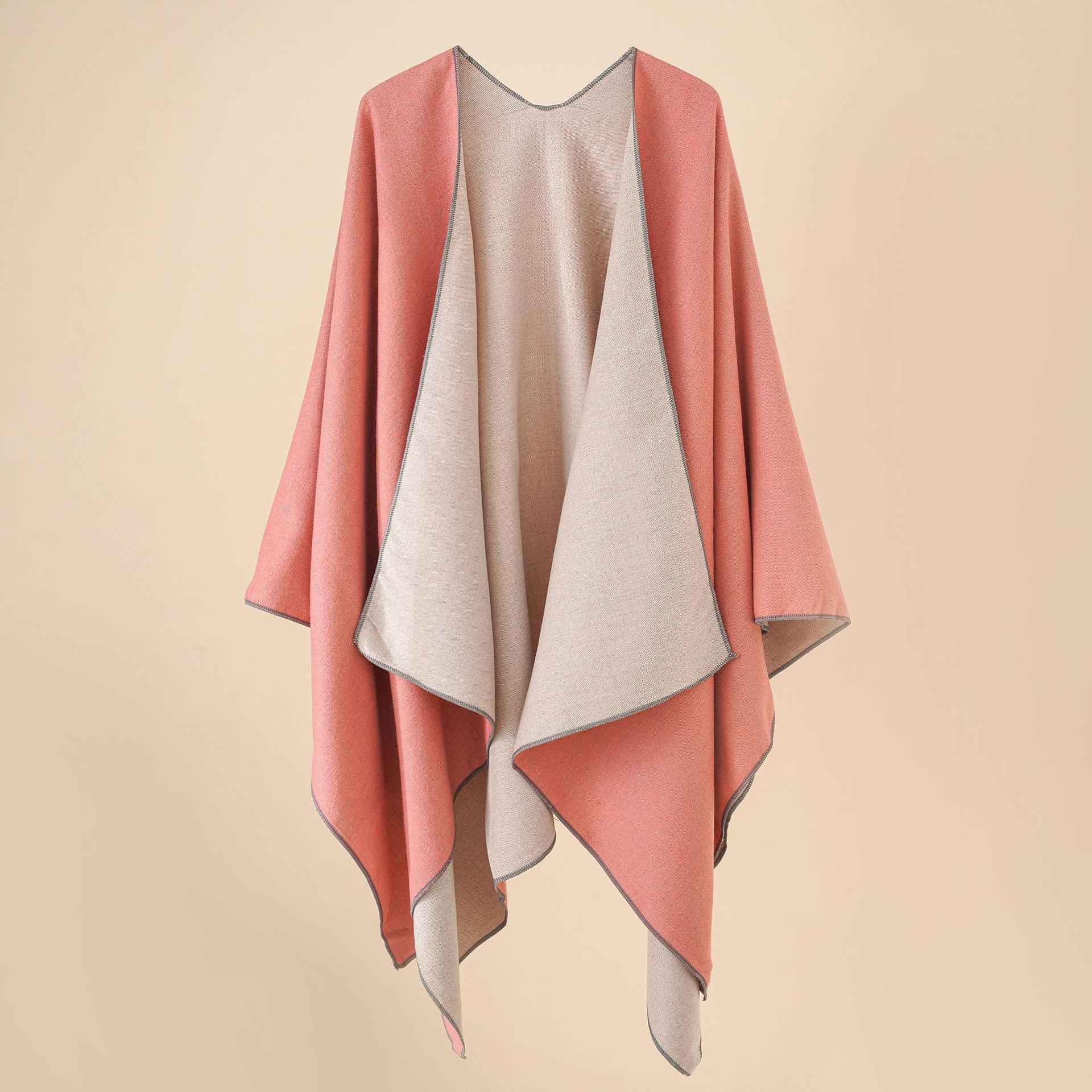Bequemer Damen-Poncho aus einem weichen Wolle-Mix mit elegantem Schnitt, Größe [size missing]