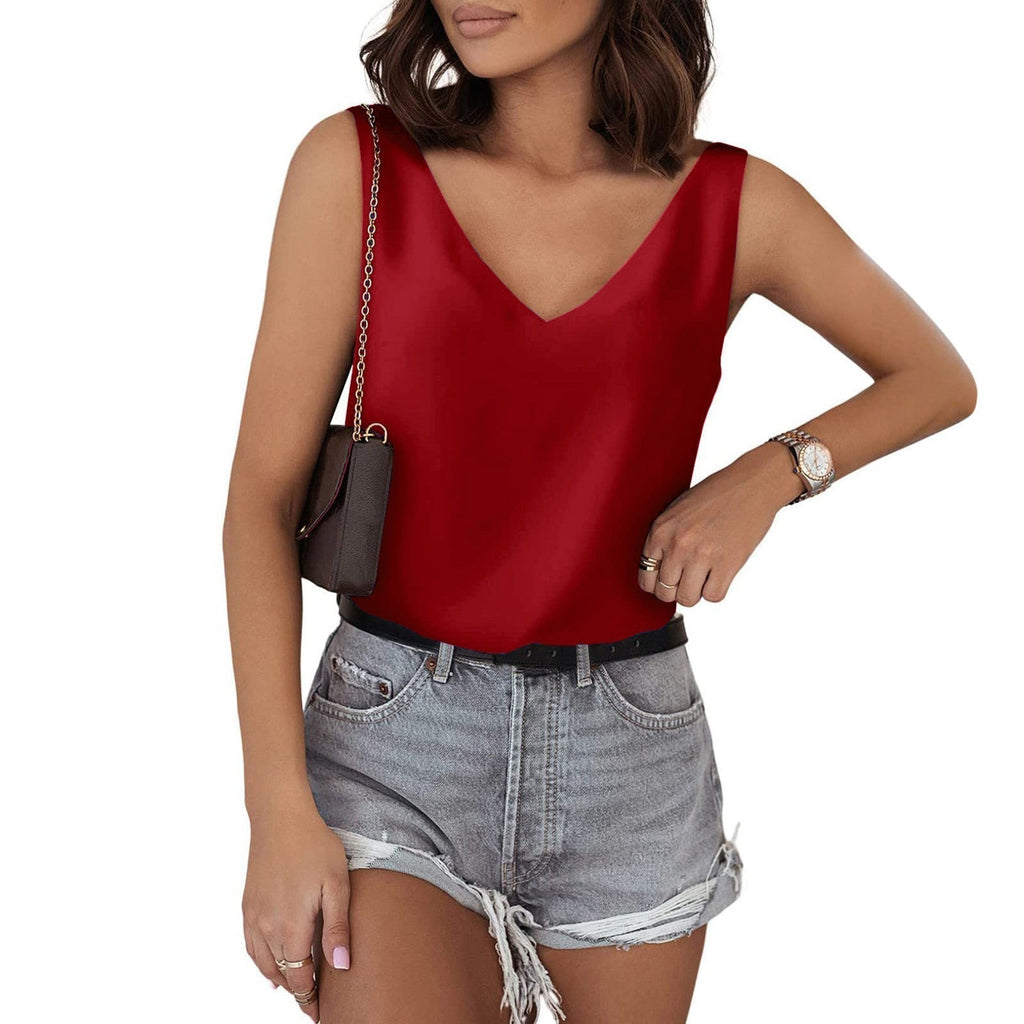 Ärmelloses Damen-V-Neck-Top aus hochwertigem Material, Größe