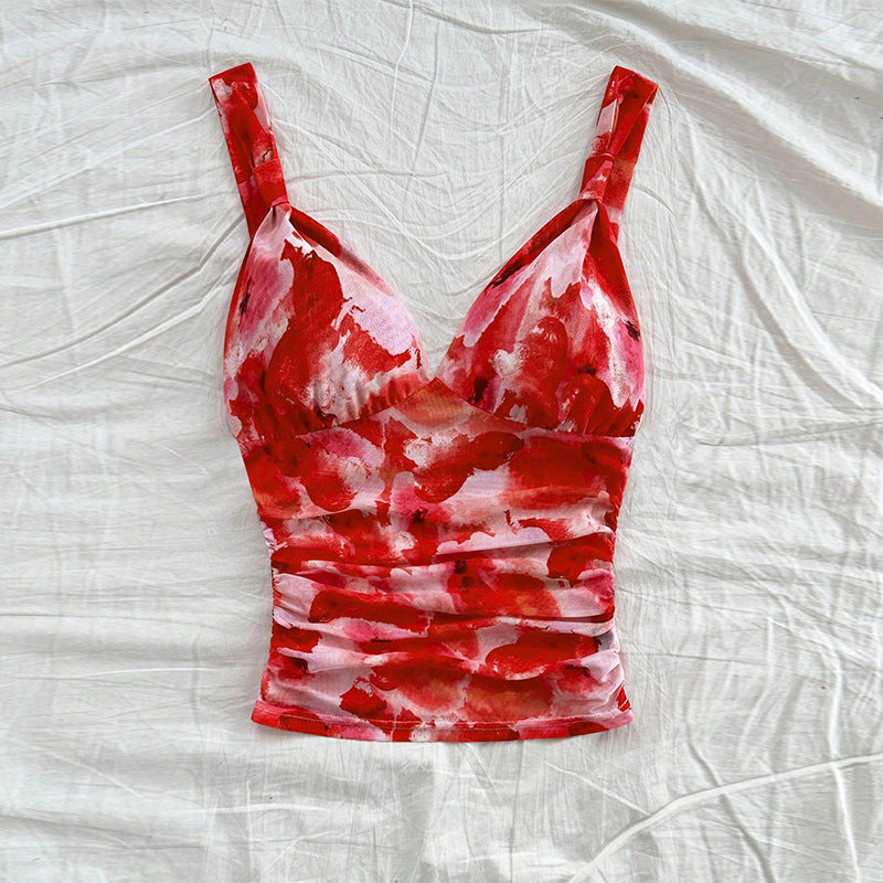 Women's top with a modified V-neck and sophisticated draping effect, size S