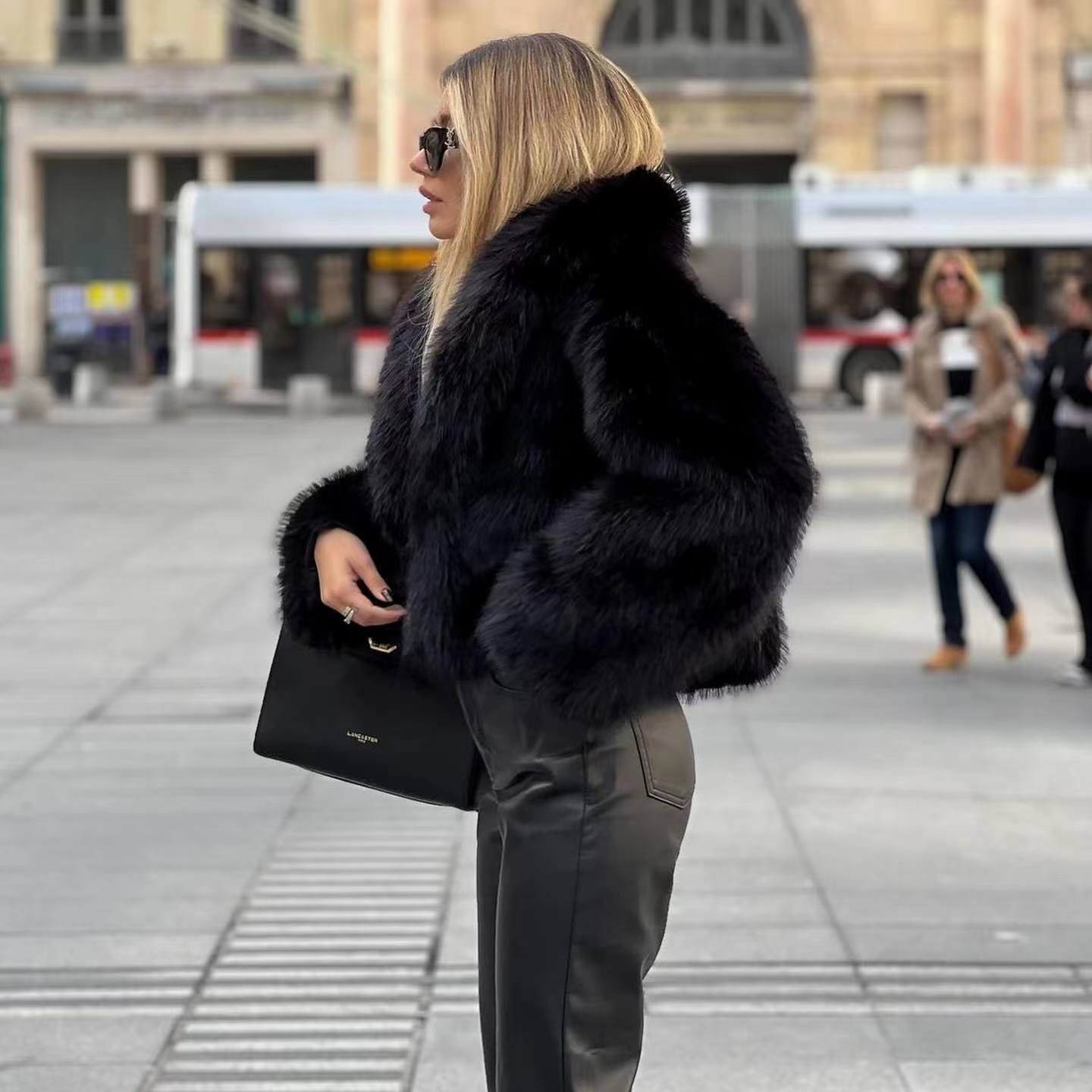 Faux fur jacket for glamorous appearances